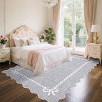 GarveeHome Scalloped Bow Rug 8x10 Washable Grey Rug - Image 3