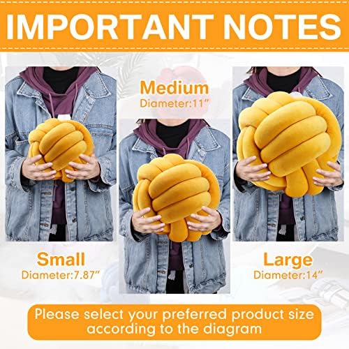 Namalu 7.87 Inches 2 Pcs Knot Pillow Decorative Throw Pillow, Ginger Yellow - Image 2