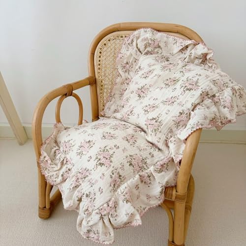 BuLuTu Muslin Pink Floral Pillow Cases Standard Size - Image 6