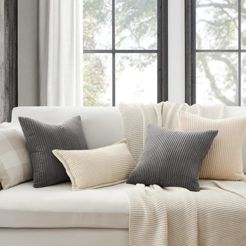 Topfinel Dark Grey Throw Pillow Covers Set of 4, Soft Velvet Modern - Image 2