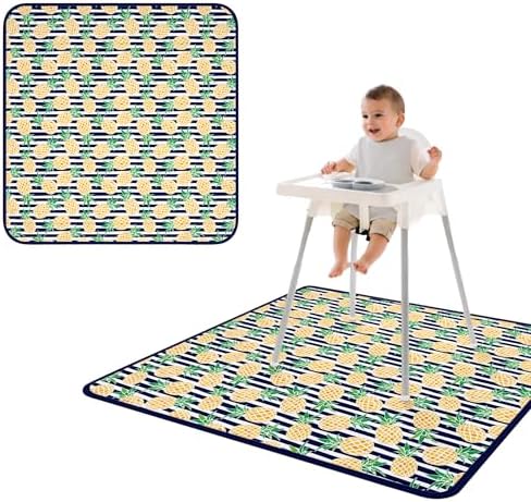 BapronBaby Pineapple Stripes Waterproof Splash Mat Catch All Floor Cover by BapronBaby