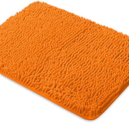 Yeaban Chenille Orange Bathroom Rug 24"x36", Non-Slip Rubber Backing by Yeaban