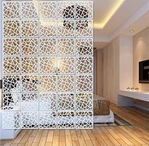 White Hanging Room Divider, 12 Pieces Wood-Plastic DIY Panel Screens Partition by BMIDRUT