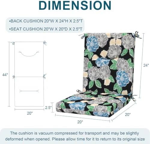 DYTXIII Outdoor High Back Chair Cushions Set of 2, 44x20 in Water Repellent - Image 3