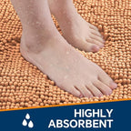 Chenille Bathroom Runner Rug 17"x47" Peach, Plush Bath Mat - Image 4