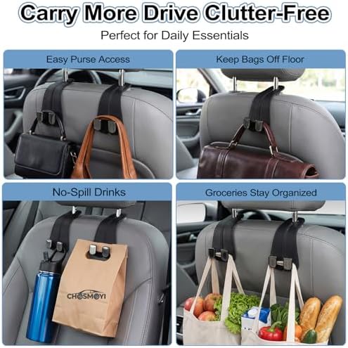 2 Pack Car Purse Hooks, Leather Car Headrest Hooks - Image 5