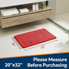Chenille Bathroom Rug 20"x32" Red, Non-Slip Plush Bath Mat - Image 2