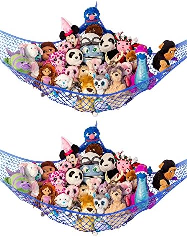 Large Stuffed Animal Storage Hammock 2 Pack | Holds 12 lbs | Corner Stuffed by LillysLove