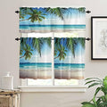 Kitchen Curtains and Valances Set, Palms Tree Ocean Tropical Sea Window by VandarllinHomeKitchenDecor