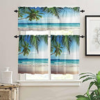 Kitchen Curtains and Valances Set, Palms Tree Ocean Tropical Sea Window by VandarllinHomeKitchenDecor
