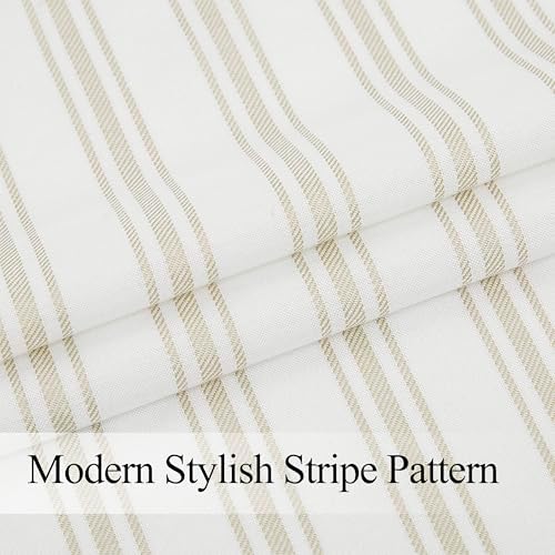 ZJDECOR Semi Sheer Beige White Striped Cafe Curtains - Image 6