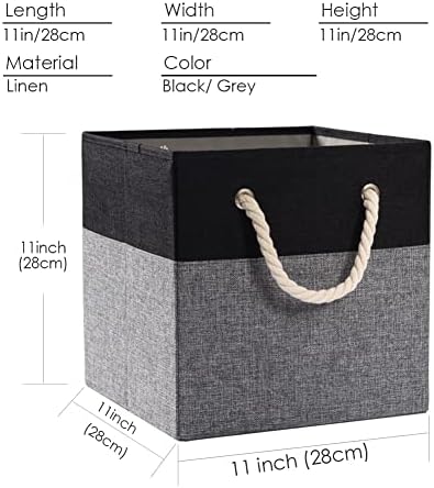 PRANDOM Large Foldable Cube Storage Bins 11x11 inch Fabric Linen Storage - Image 6