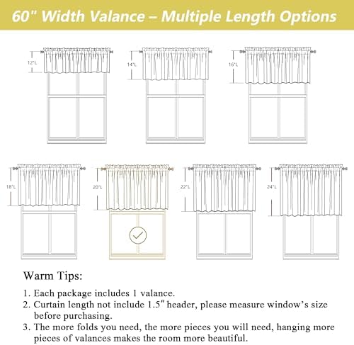 Grey Valances for Windows, Light Filtering Faux Linen Textured Small Short - Image 3