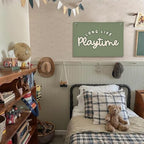 Playroom Decor for Boy, Long Live Playtime Wall Hanging Linen Banner, 20x30 - Image 2