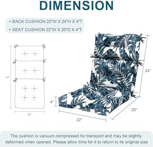DYTXIII Outdoor High Back Chair Cushions Set of 2, Water Repellent Tufted - Image 3