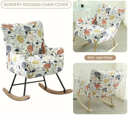 Nursery Rocking Chair Cover Stretchable Glider Chairs Cover Slipcovers Printed - Image 5