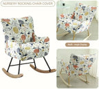 Nursery Rocking Chair Cover Stretchable Glider Chairs Cover Slipcovers Printed - Image 5