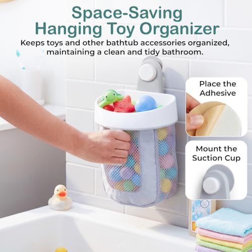 Sperric Baby Bath Toy Storage Caddy, Easy Access Mesh Storage, Kids Bath Toys - Image 5