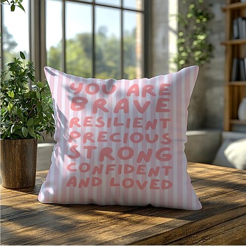 You are Affirmation Pink Striped Pillow Cover 18x18, Nursery Inspirational - Image 5