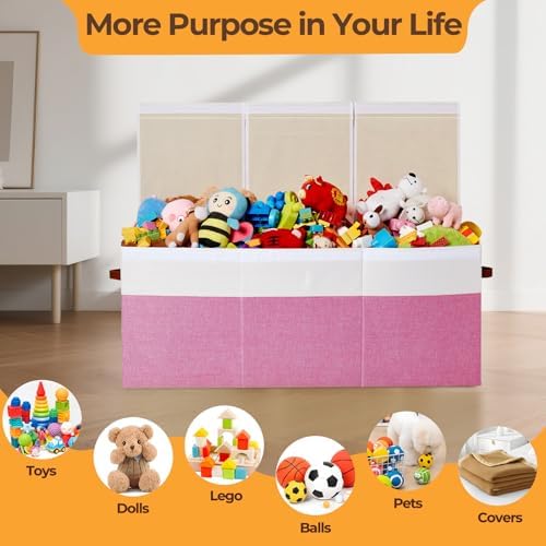 Extra Large Toy Box with Lid, Collapsible Toy Storage Chest Bin - Image 5