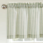 jinchan Linen Boxter Striped Kitchen Valances Sage Green 16 inch 2 Panels - Image 2