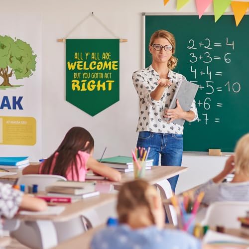 All are Welcome Canvas Banner But You Gotta Act Right Classroom Wall Decor - Image 6