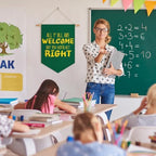 All are Welcome Canvas Banner But You Gotta Act Right Classroom Wall Decor - Image 6