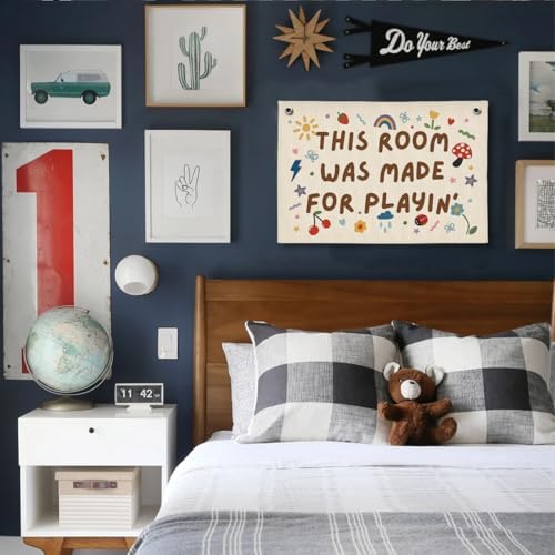 Play room Wall Decor, Toddler Playroom Decor Hanging Linen Banner, Play Room - Image 4