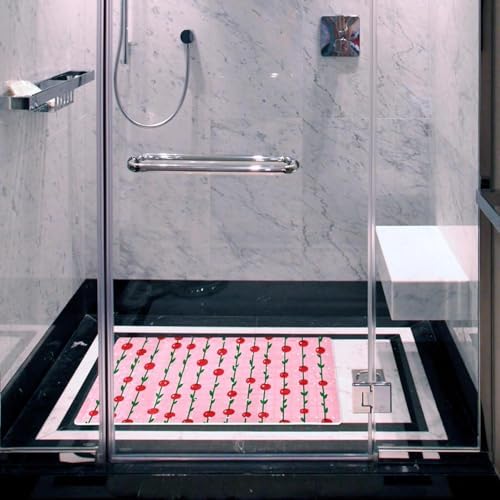 Shower Mat Non Slip 26.8 x 15.1 Inches, Cherry Pattern Bathtub Mat Shower Stall - Image 5
