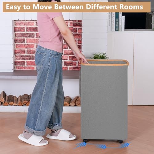 IEGrow Laundry Basket with Wheels 110L Clothes Hamper - Image 5