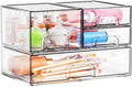 Yieach 4 Pack Clear Stackable Storage Drawers, Pull-Out Medicine Cabinet by Yieach