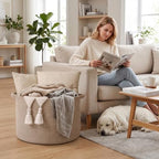 65L Large Blanket Basket, Woven Rope Laundry Basket-Brown - Image 4