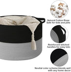 115L Large Blanket Basket, Woven Laundry Basket-Black&Light Grey - Image 3