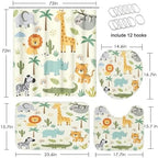 Britimes Bathroom Sets with Shower Curtain and Rugs Set of 4 Safari Animals - Image 2