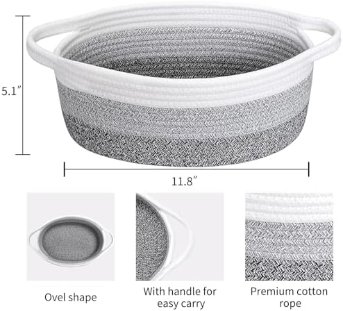 ABenkle Small Basket with Handles, Boho Decorative Rope Woven Dog Cat Toy - Image 2