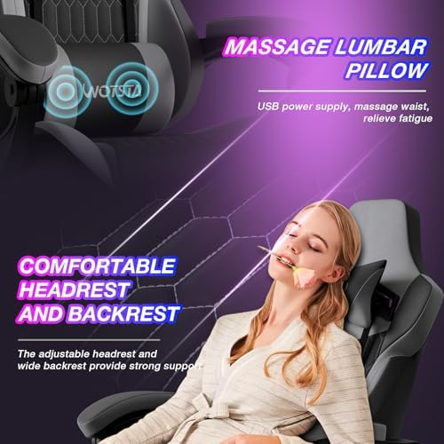 Gaming Chair with Footrest, High Back Gaming Chairs PVC Leather Ergonomic Gamer - Image 6