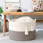 67L Large Blanket Basket, Cotton Rope Blanket Basket Living Room, Baby Laundry - Image 4