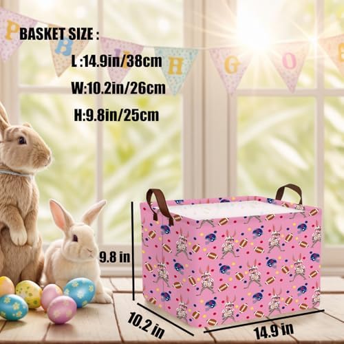 Large Cute Easter Basket for Kid Empty Gift Baby Rectangle Storage Bin Bunny - Image 3