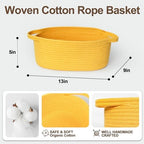 Small Yellow Woven Basket, Cotton Rope Kids Dog Cat Toy Bin Box, Cute Baby - Image 2