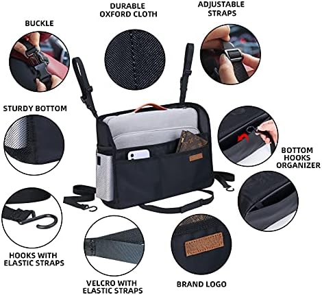 WLLWOO Car Net Pocket Organizer Purse Holder Console Front Seat Storage - Image 6