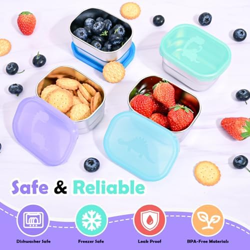 Tanjiae 4×8oz Small Stainless Steel Snack Containers - Image 4