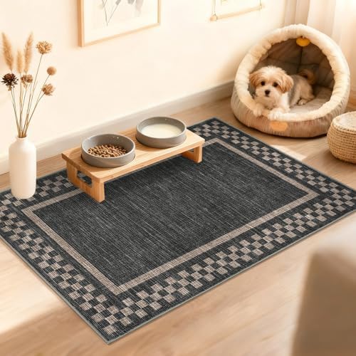 GarveeHome Small Washable Area Rug 2x3 Checkered Entry Kitchen Rug by GarveeHome