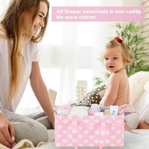 Diaper Caddy Organizer for Baby Girl-Nursery Storage Bin-Portable Car Organizer - Image 2