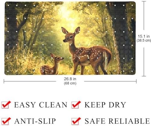 Bathtub Mat Non Slip 26.8x15.1 Inch, Forest Deers Shower Mat - Image 3