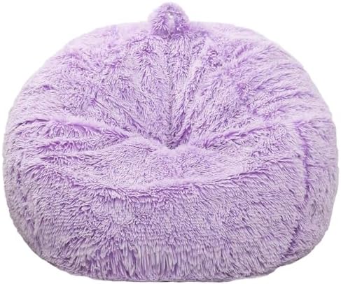 Fluffy Stuffed Animal Storage Bean Bag Chair Cover, Faux Fur Comfy Bean Bag - Image 2
