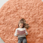 OLANLY Muted Orange Round Rugs for Bedroom by OLANLY