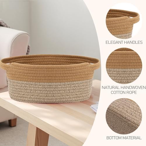 JMvicyroam Small Woven Basket, Empty Gift Basket, Jute&Brown/3 Pack - Image 3