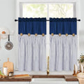 ASPMIZ Cotton Linen Farmhouse Kitchen Curtains, Boho Rustic Button Short by ASPMIZ