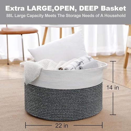 MEGASKET Large Throw Blanket Basket, Big Wicker Baskets - Image 3
