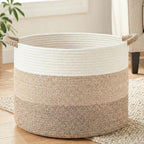 Artfeel 100L Large Cotton Rope Basket, Decorative Woven Blanket Storage by Artfeel